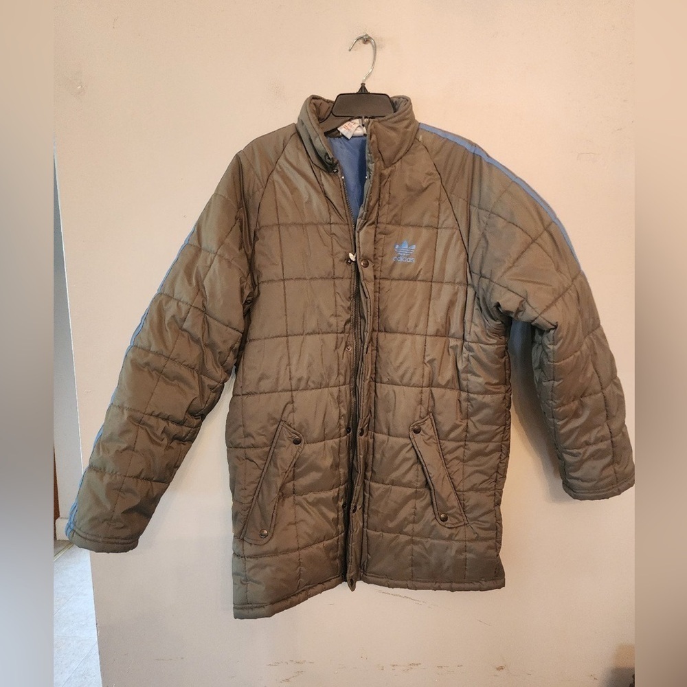 Y2k adidas down jacket puffer size mens medium green baby blue